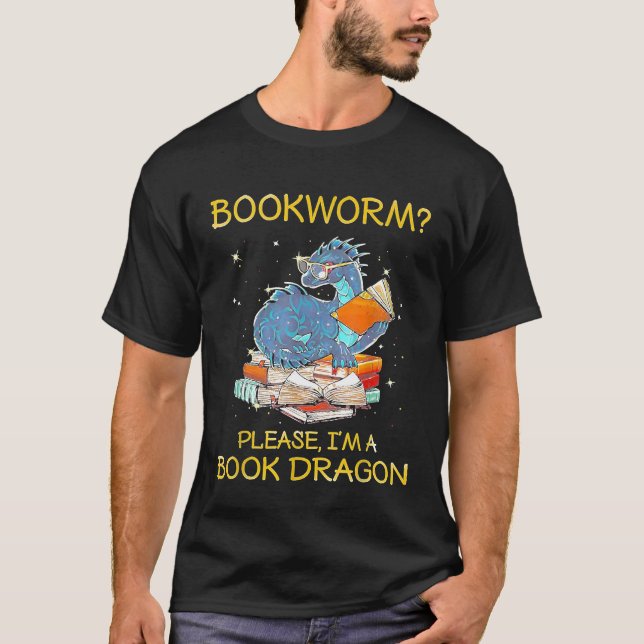 Bookworm Im A Bok Dragon T Shirt (Framsida)