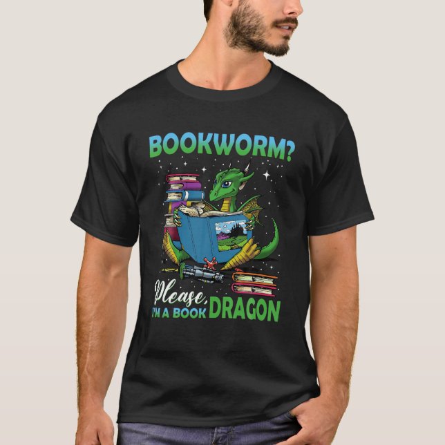 Bookworm Jag är en Bok Dragon Funny Reader Boo T Shirt (Framsida)