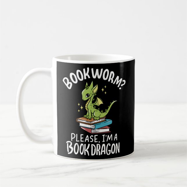 Bookworm Jag är en Bok-drake - Bok Kaffemugg (Vänster)