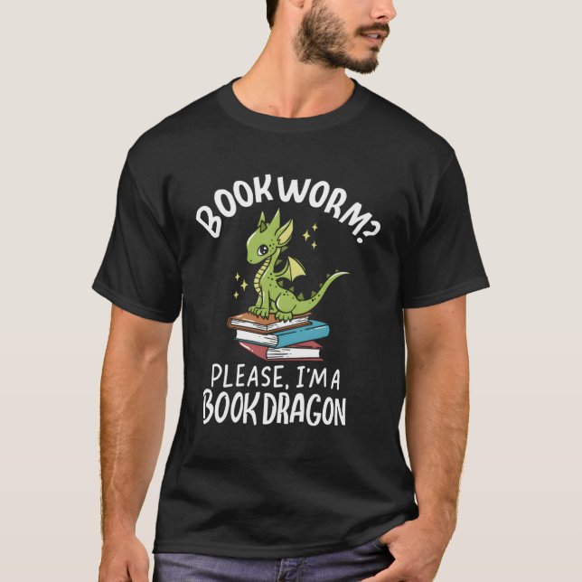 Bookworm Jag är en Bok-drake Bok T Shirt (Framsida)