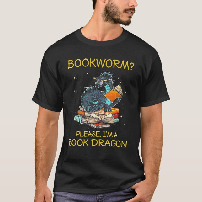 Bookworm Jag är en Bok-drake T Shirt (Framsida)