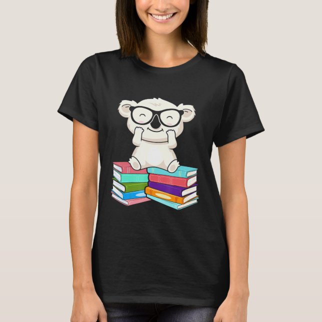 Bookworm Koala Bear Reading Librarian Koala Bear T Shirt (Framsida)