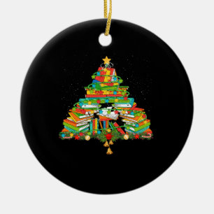 Bookworm Librarian bok Älskare Julgran Julgransprydnad Keramik