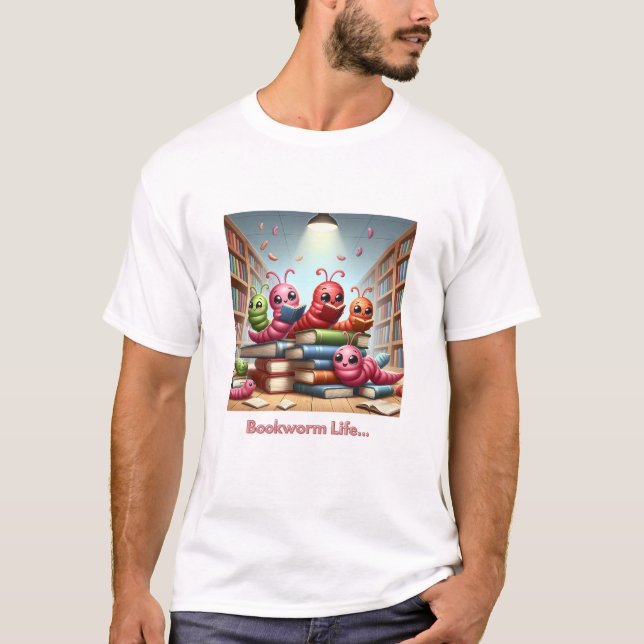 Bookworm Male T-Shirt (Framsida)
