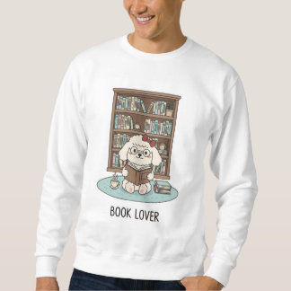 Bookworm Poodle Reading Coffee Cozy Vibes Lång Ärmad Tröja