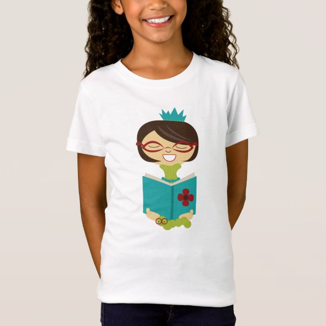 Bookworm Princess Girls T-Shirt (Framsida)