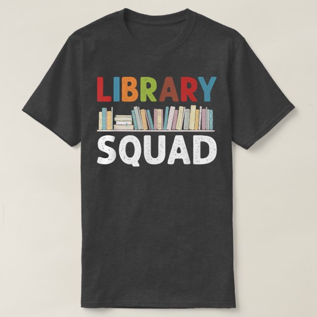 Bookworm Reading Bok på bibliotek Squad Librarian  T Shirt (Design framsida)