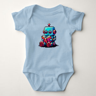 Bookworm Robot - Pixel Art Sci-Fi Reading Design T Shirt
