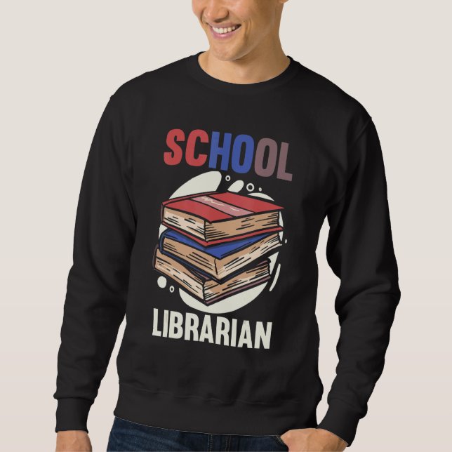 Bookworm School Librarian bibliotek Back to school Lång Ärmad Tröja (Framsida)