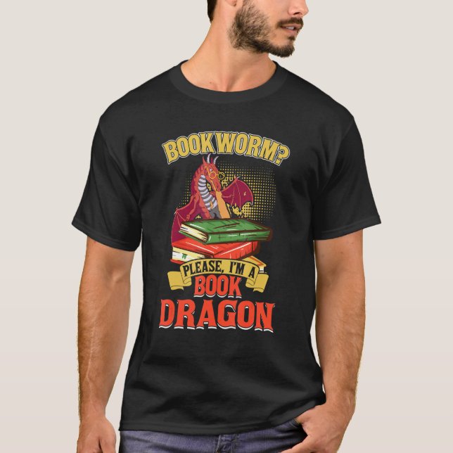 Bookworm Snälla jag är en Bok-drake T Shirt (Framsida)