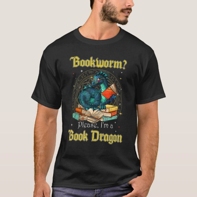 Bookworm Snälla jag är en Bok-drake T Shirt (Framsida)