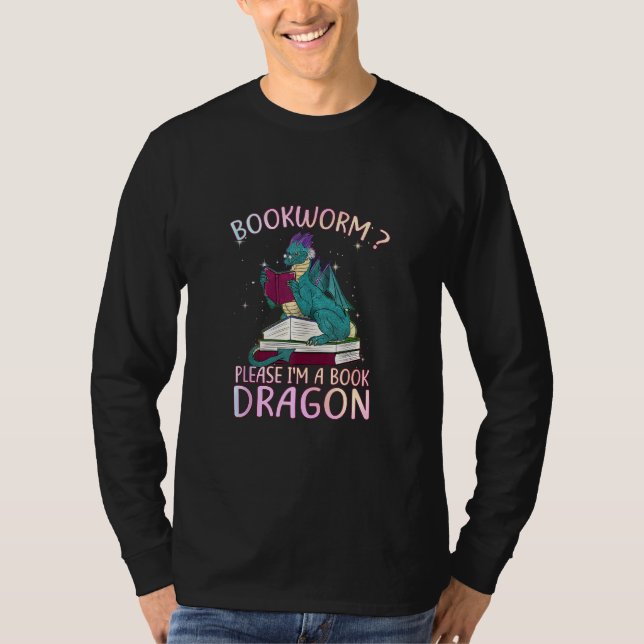 Bookworm Snälla jag är en Bok-drake T Shirt (Framsida)