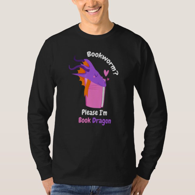 Bookworm Snälla jag är en Bok-drake T Shirt (Framsida)