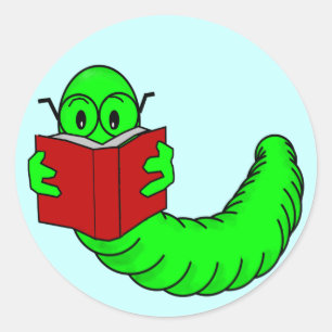Bookworm Sticker Runt Klistermärke