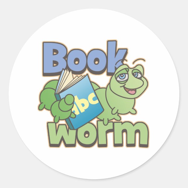Bookworm Sticker Runt Klistermärke (Framsida)