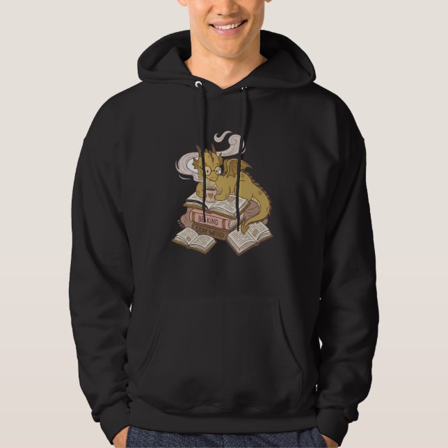 Bookworms Cozy Coffee Drinking Dragon Romantasy Hoodie (Framsida)