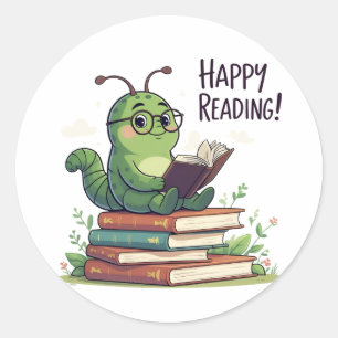 Bookworms läsdesign runt klistermärke
