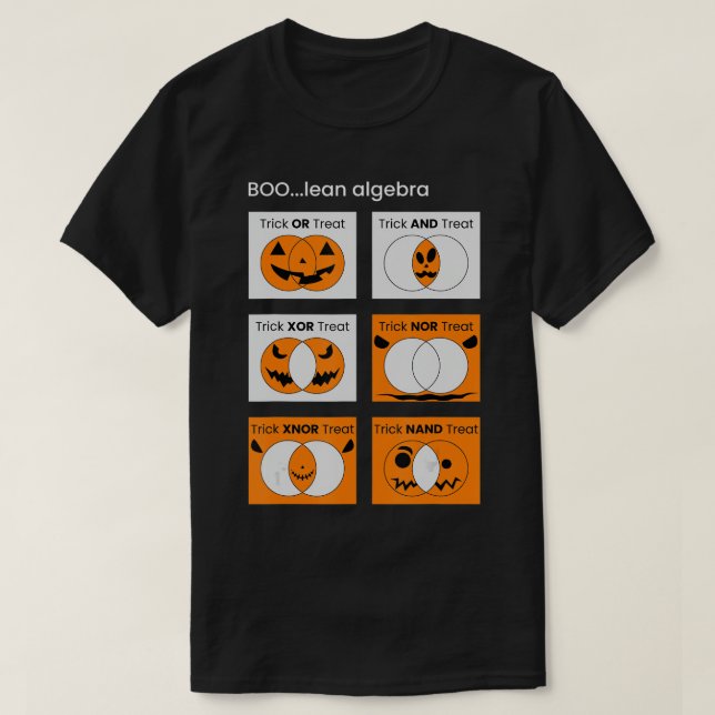 Boolean Algebra, Bus eller godis Pumpkin Venn Diag T Shirt (Design framsida)