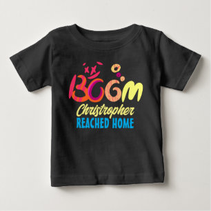 Boom Baby Nådde Hem Handskriven Typografi T Shirt