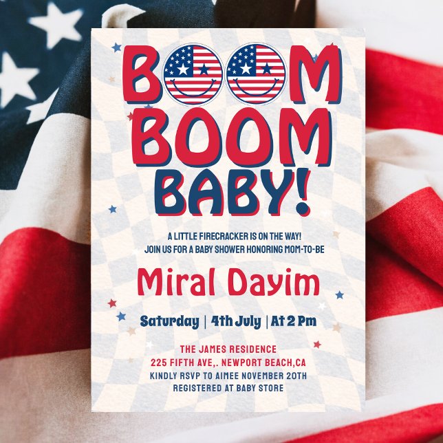 Boom Boom Baby 4:e Juli  Barnkalas Inbjudningar (Skapare uppladdad)