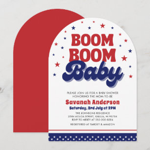 Boom Boom Baby 4:e juli Patriotic Baby Shower Inbjudningar