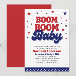 Boom Boom Baby 4:e juli Patriotic Baby Shower Inbjudningar