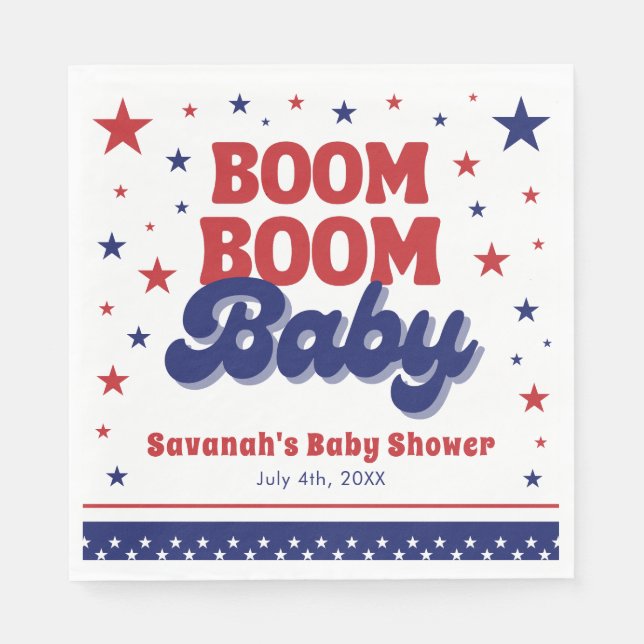 Boom Boom Baby 4:e juli Patriotic Baby Shower Pappersservett (Framsidan)