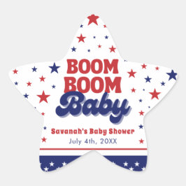Boom Boom Baby 4:e juli Patriotic Baby Shower Stjärnformat Klistermärke