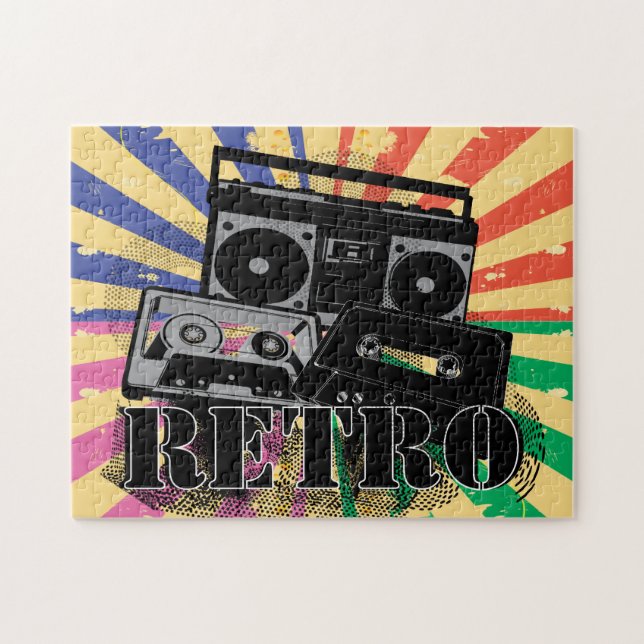 Boom-box för Retro stil och kassetter Pussel (Horisontell)