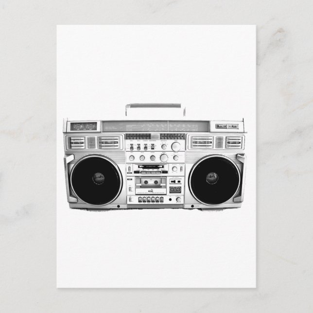 Boom Box Ghetto Blaster 80s, 70:e kassettspelare Vykort (Framsida)