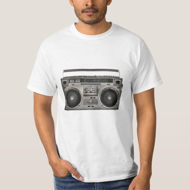 Boom Box Ghetto Blaster Retro 80 och 90 T Shirt (Framsida)