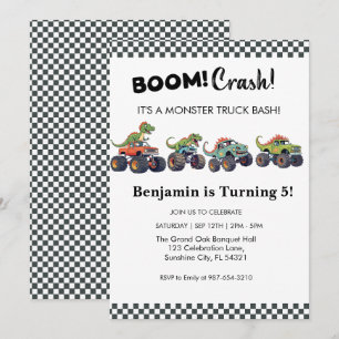 Boom Crash,Monster Lastbil Birthday-inbjudan Inbjudningar