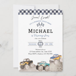 Boom Crash Monster Truck Bash Invite Inbjudningar