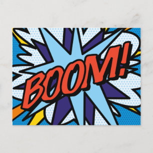 BOOM Din Meddelande Pratbubbla Kul Retro Vykort