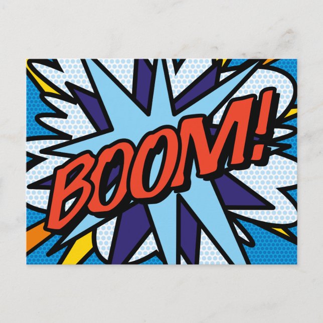 BOOM Din Meddelande Pratbubbla Kul Retro Vykort (Framsida)