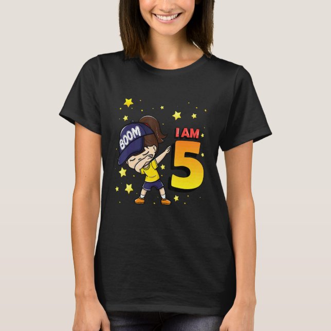 Boom jag är 5 Flicka Födelsedag 5-årsdag T Shirt (Framsida)
