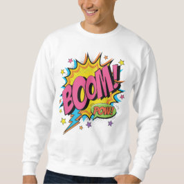BOOM POW Tecknad Sweatshirt - Retro Pop Art Explos