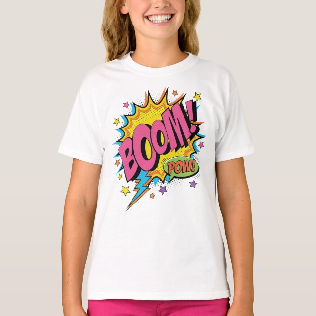 BOOM POW Tecknad Sweatshirt - Retro T Shirt (Framsida)