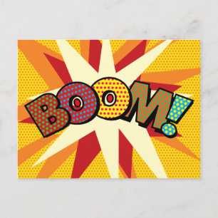 BOOM Rol Retroserietidning Pop Art Meddelande Vykort