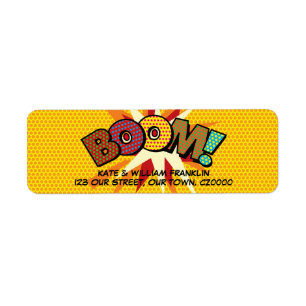 BOOM Rolig Retro Serietidning Pop Art-adress Returadress Etikett