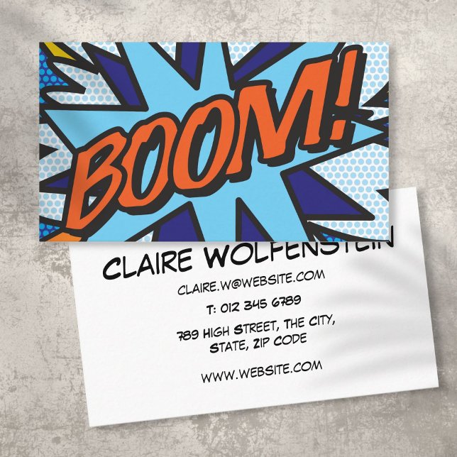 BOOM Rolig Retro Serietidning Visitkort (BOOM Fun Retro Comic Book Business Card)