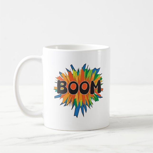 Boom seriepoppkonstexplosion kaffemugg (Vänster)