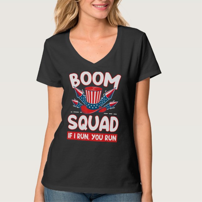 Boom Squad om jag Springa dig Springa 4 juli Idea  T Shirt (Framsida)