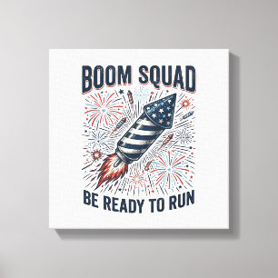 Boom Squad Patriotiska fyrverkerier Vintage skjort Canvastryck