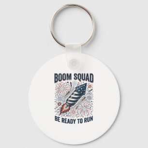 Boom Squad Patriotiska fyrverkerier Vintage skjort Nyckelring
