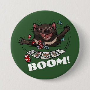 Boom! Tasmanian Djävulen Royal Flush Poker-Tecknad Knapp