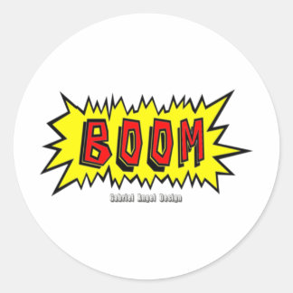 Boom Tecknad Blurb Runt Klistermärke