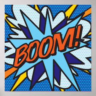 BOOM Tecknad Bok Pop Art Modern Roligt Retro Poster