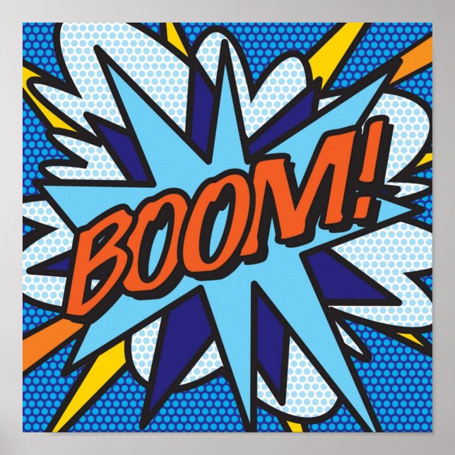 BOOM Tecknad Bok Pop Art Modern Roligt Retro Poster (Framsidan)