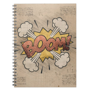 BOOM! Vintage Tecknad Bok Steampunk Pop Art Anteckningsbok